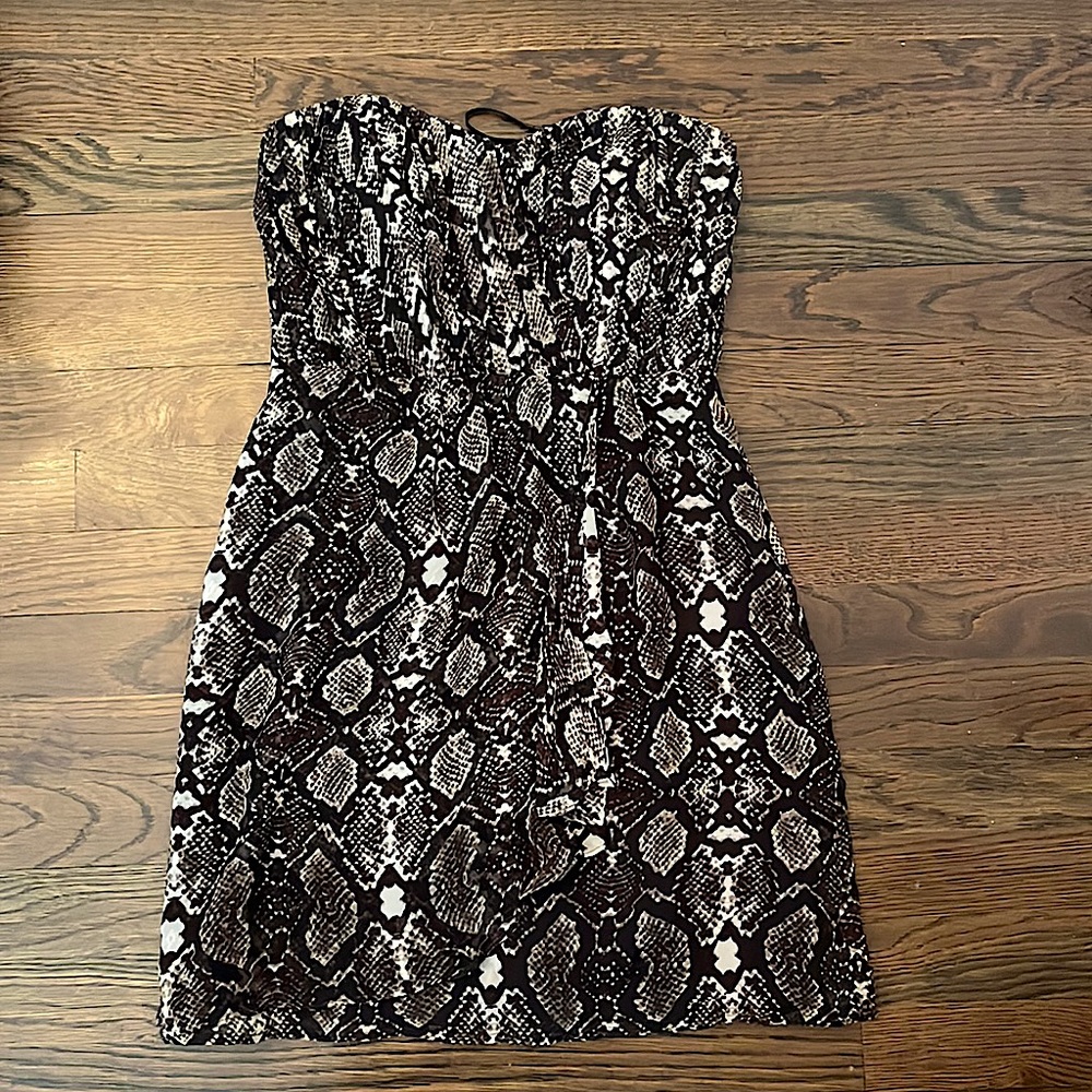 Twelfth Street By Cynthia Vincent strapless vintage snake  print dress. Size 2